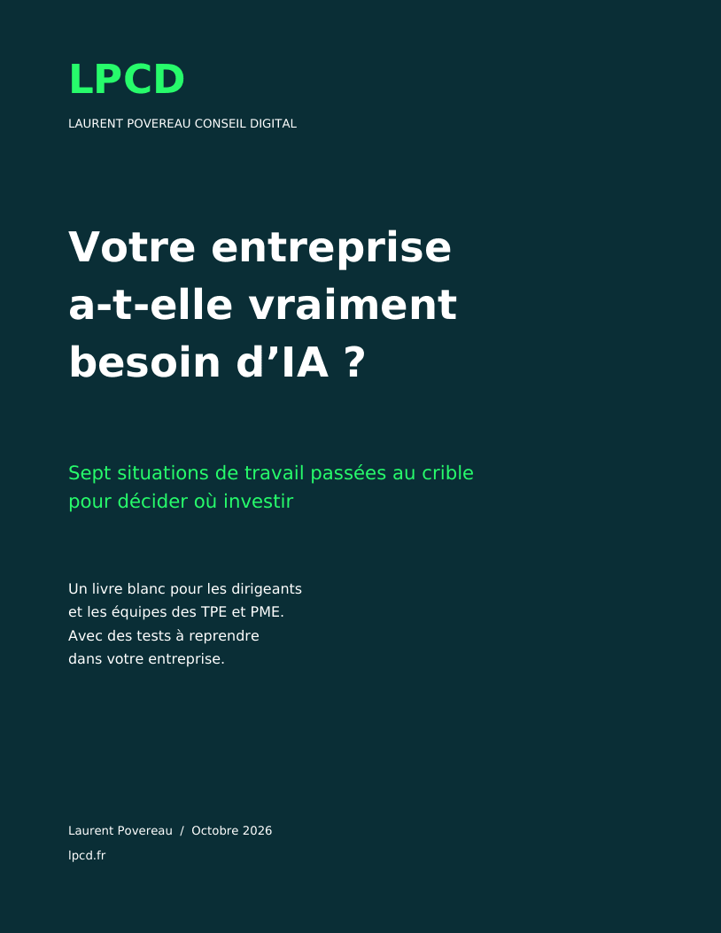 Couverture : Votre entreprise a-t-elle vraiment besoin d’IA ?, par Laurent Povereau, LPCD